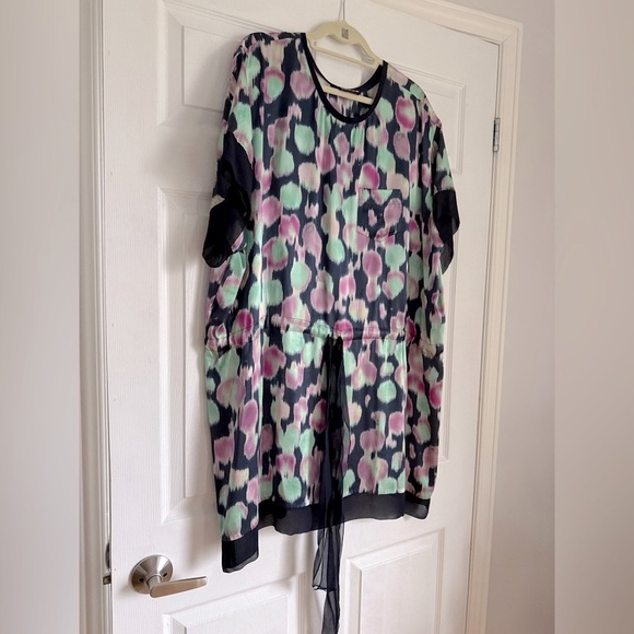 Rochas silk tie-waist abstract printed summer resort dress - size FR 42 (US 12) - Picture 6 of 6